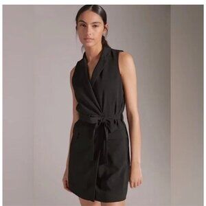 Anthropology Dress Size Medium Sleeveless Belted Black Wrap Mini Tie Belt
